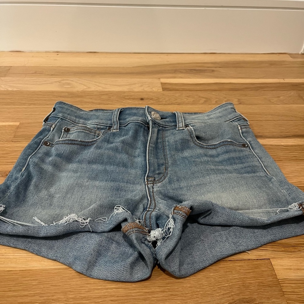 American Eagle Hi-Rise shortie size 4  Blue Denim Women's Shorts